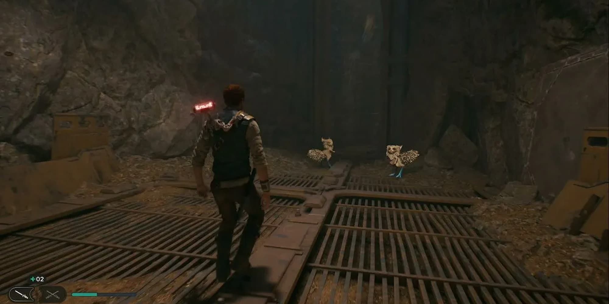 Cal and BD-1 approach a couple of Boglings in Star Wars Jedi: Survivor.