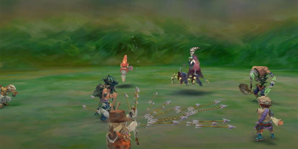 The Minstrel using a bow in Romancing Saga: Minstrel Song