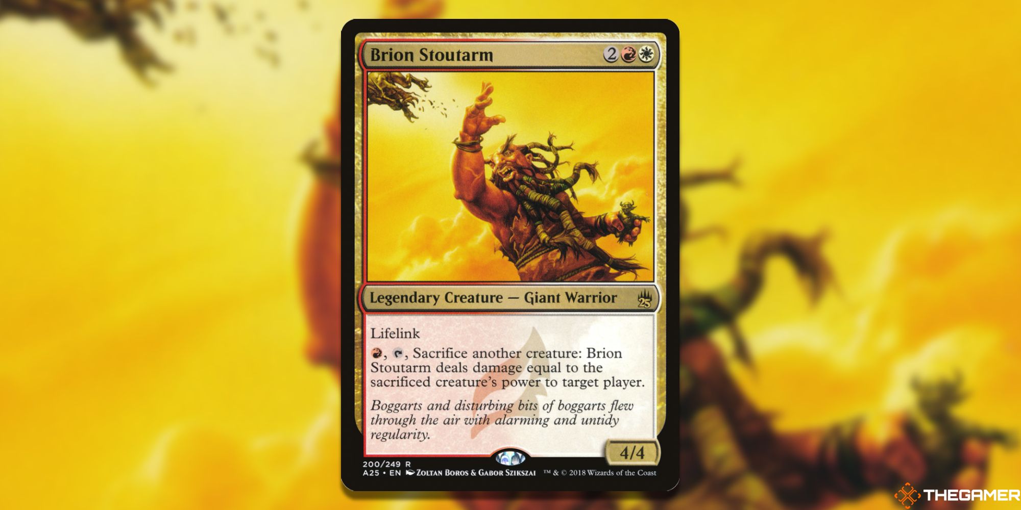 Image of the Brion Stoutarm card in Magic: The Gathering, with art by Zoltan Boros & Gabor Szikszai