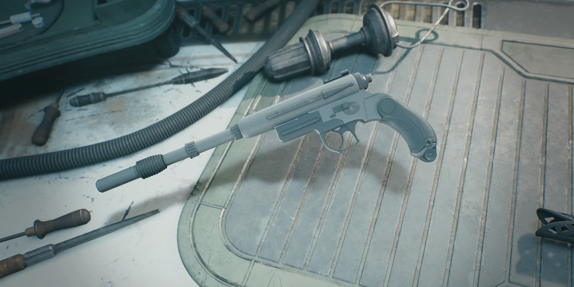 Cal's blaster is customized with the Caij Vanda set in Star Wars Jedi: Survivor.