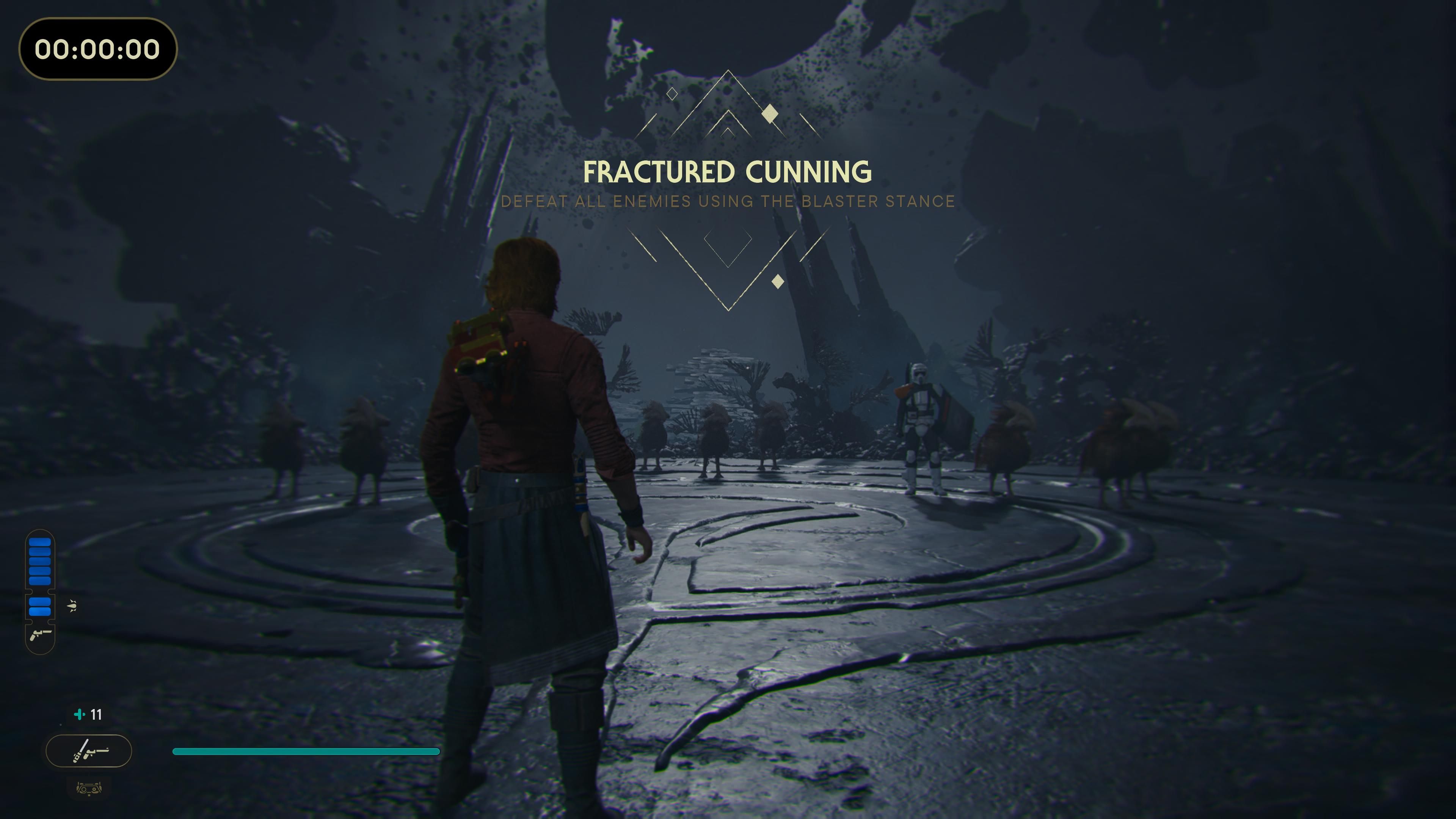 Cal facing Rawka and Scout Troopers in Jedi Survivor