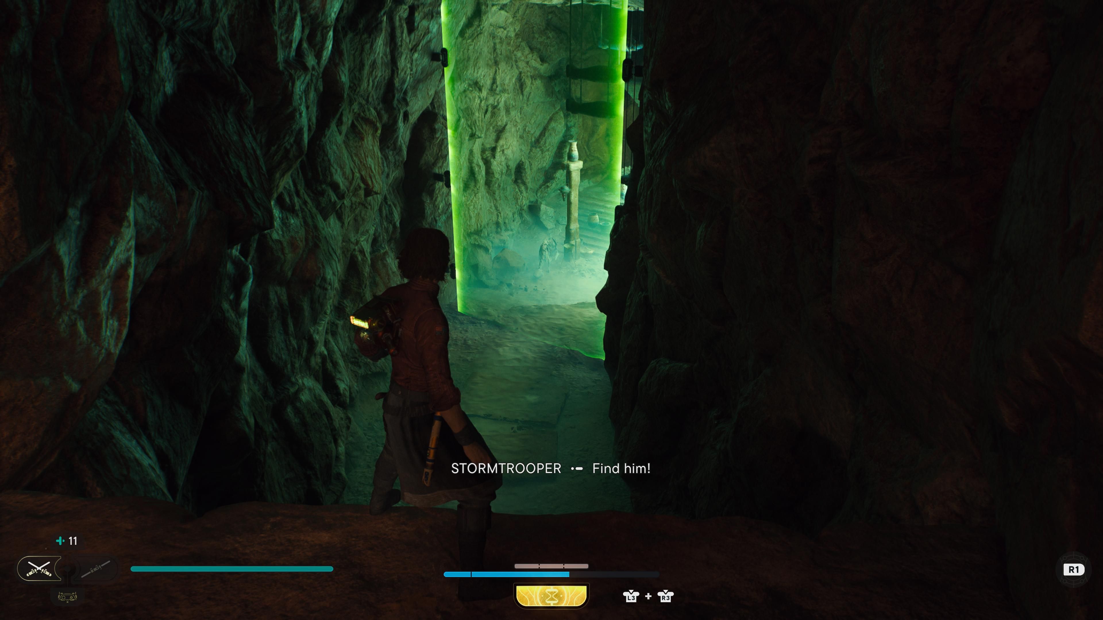 Cal in front of a green force field in Jedi Survivor-2