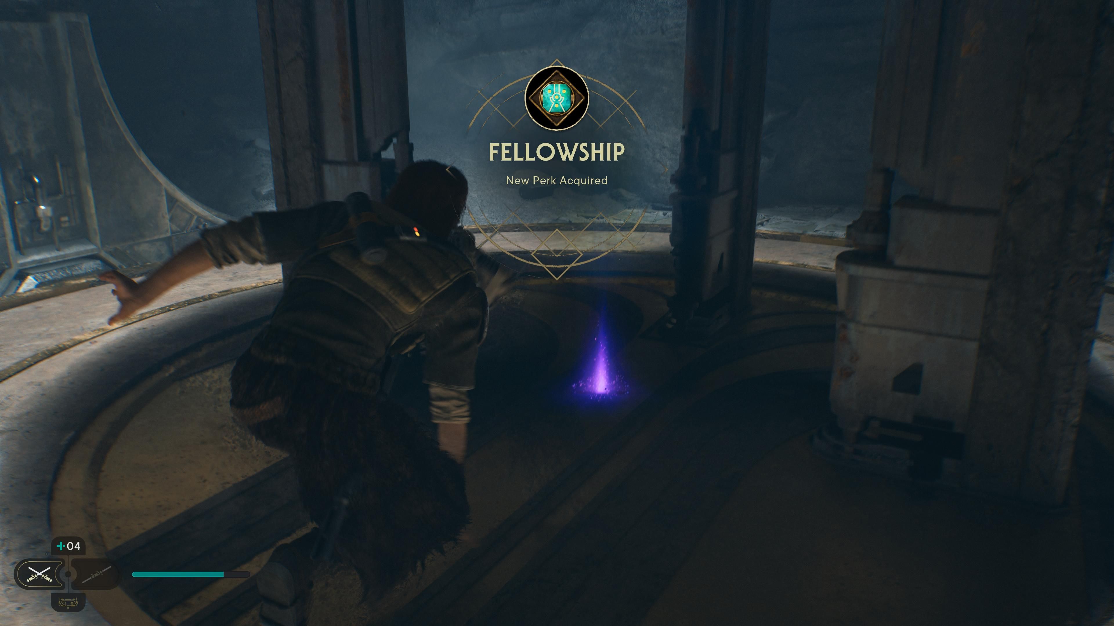 Cal obtaining the Fellowship Perk in Jedi Survivor