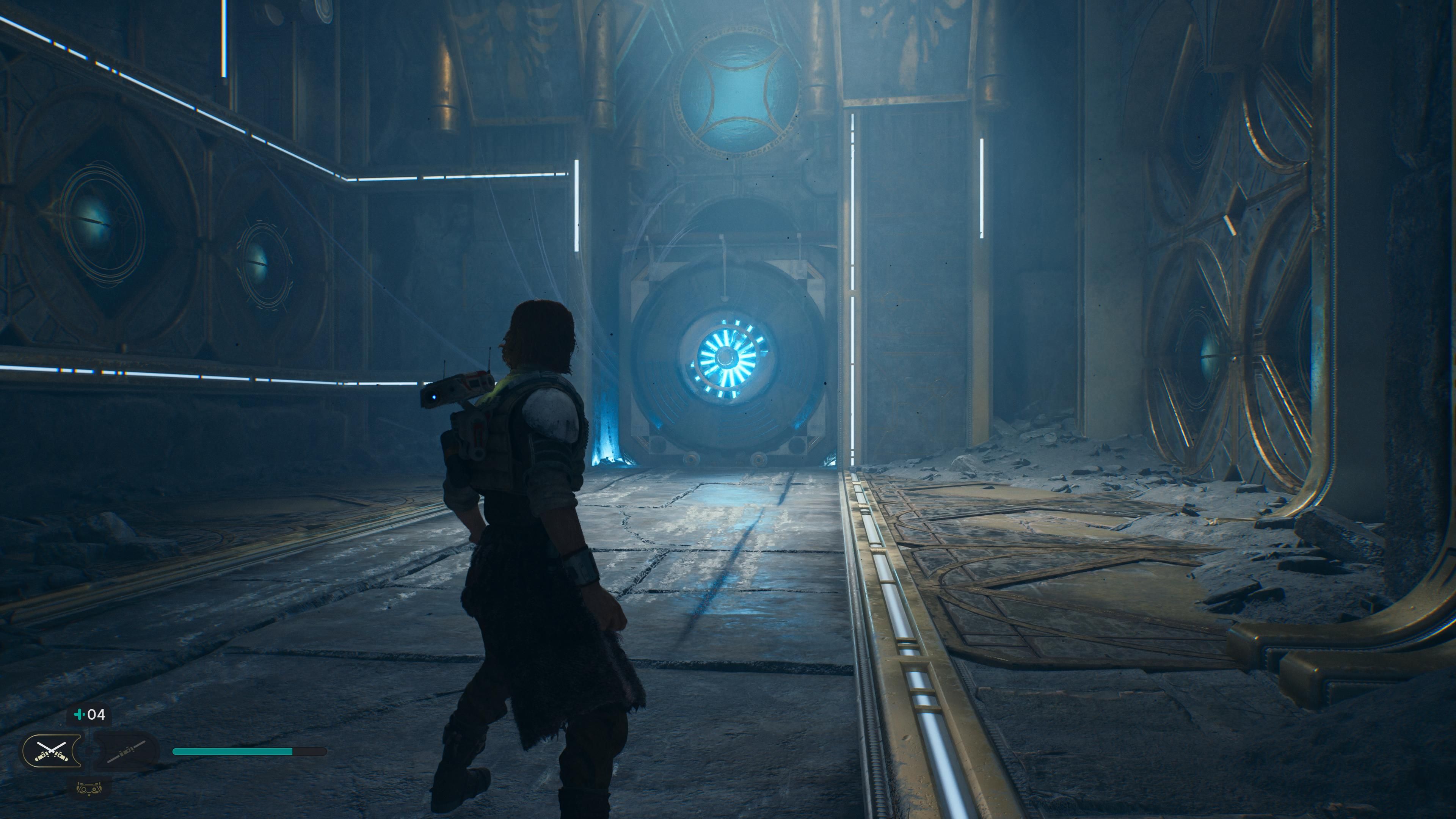 Cal using the force to pull a block in the chamber of clarity in Jedi Survivor