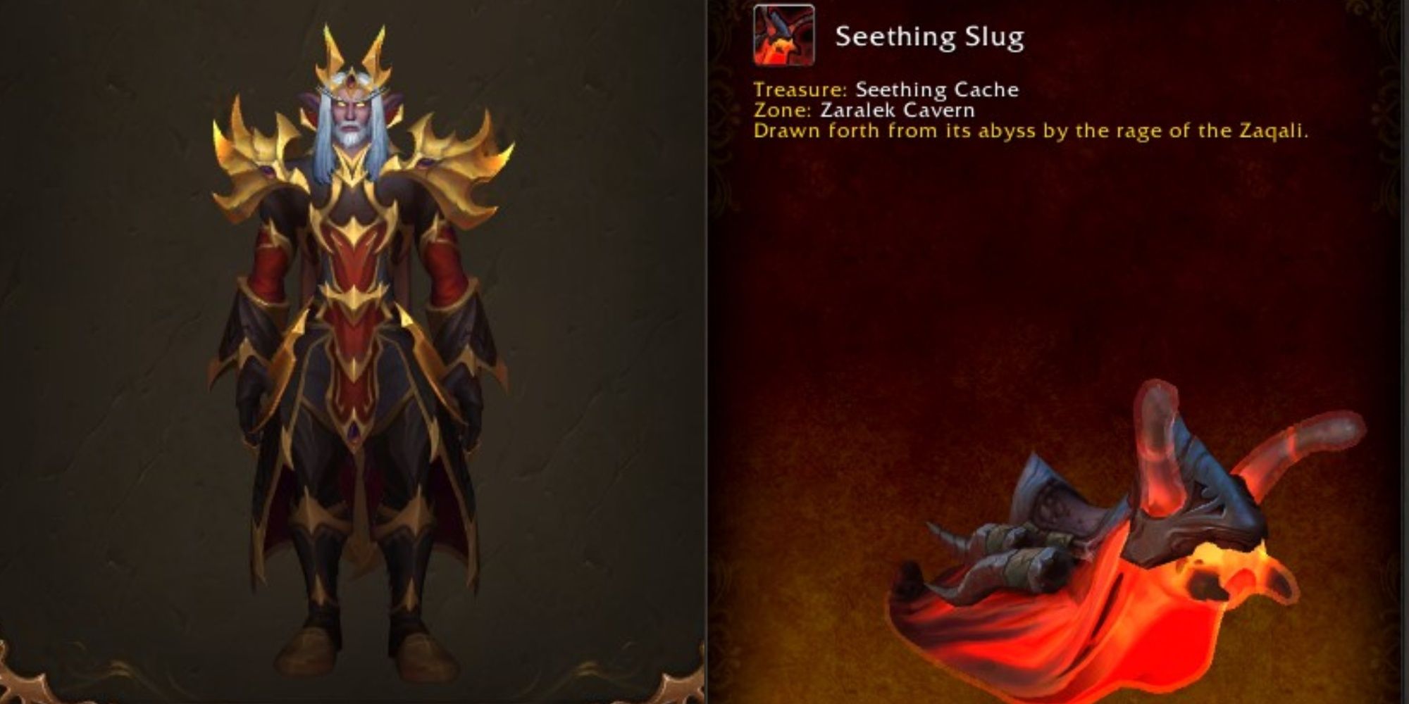 Cavern Delver's Gear Cloth Set And Seething Slug Mount In World Of Warcraft Viewer