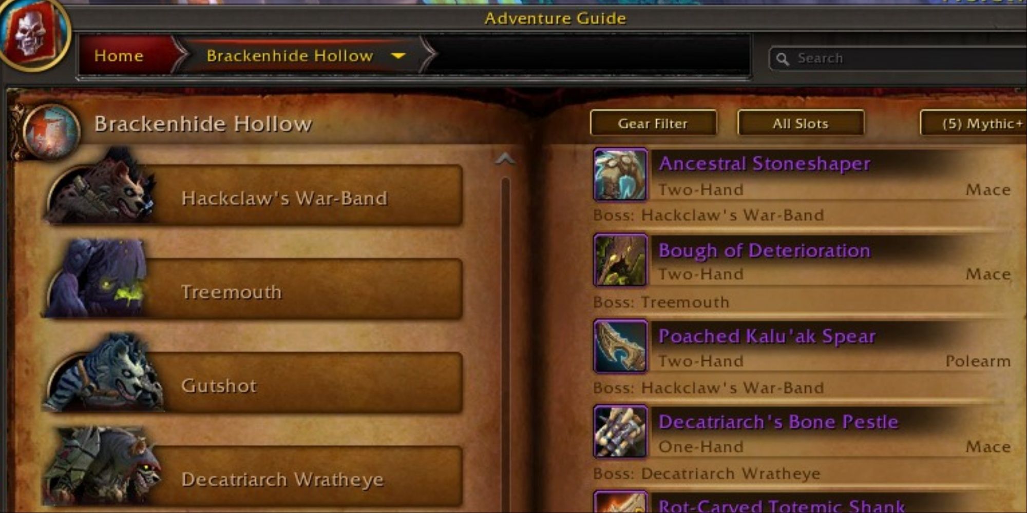 Brackenhide Hollow Loot In Adventure Guide In World Of Warcraft