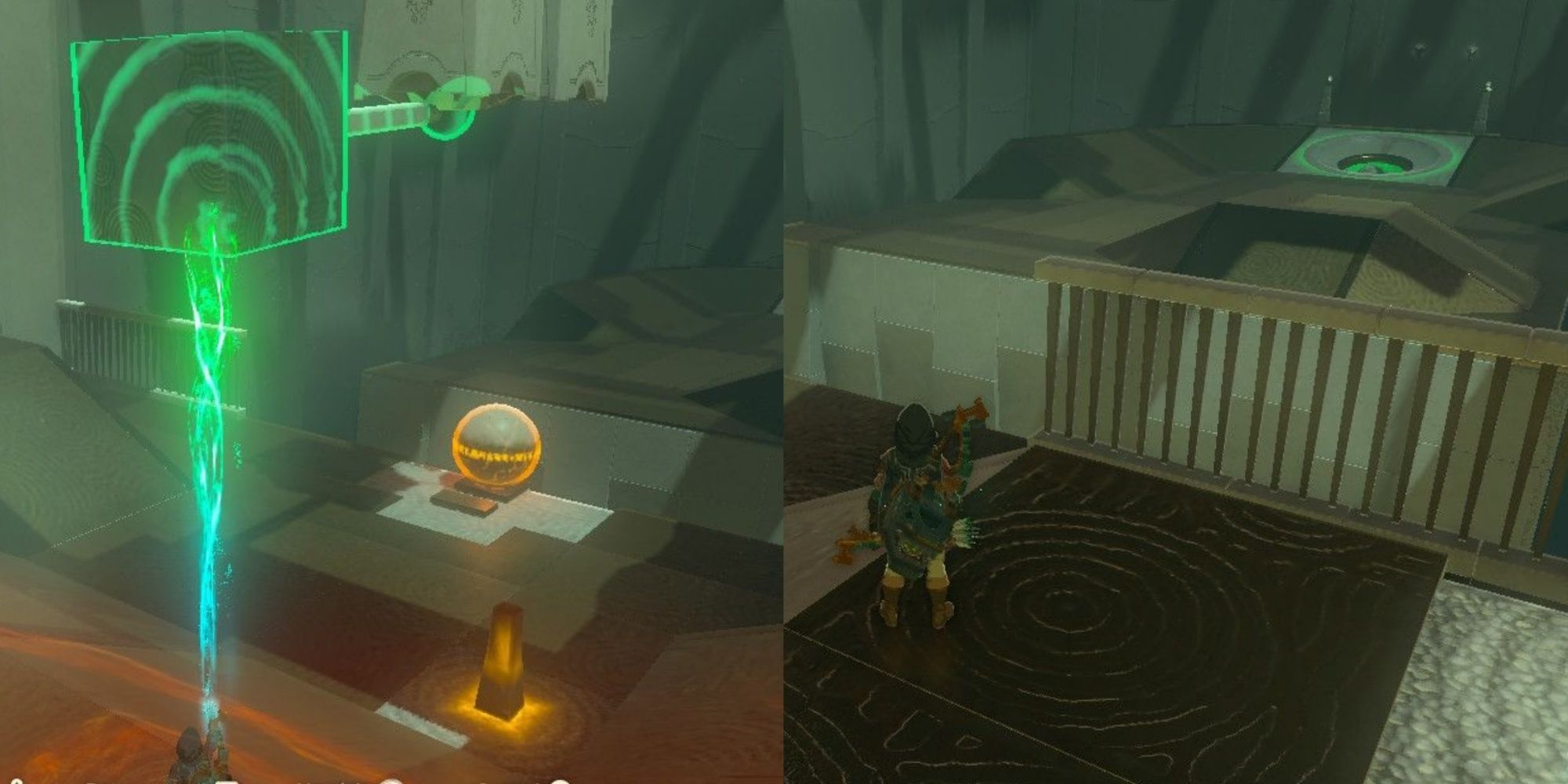 The legend of Zelda tears of the kingdom using ultrahand to throw ball in Kamatukis Shrine
