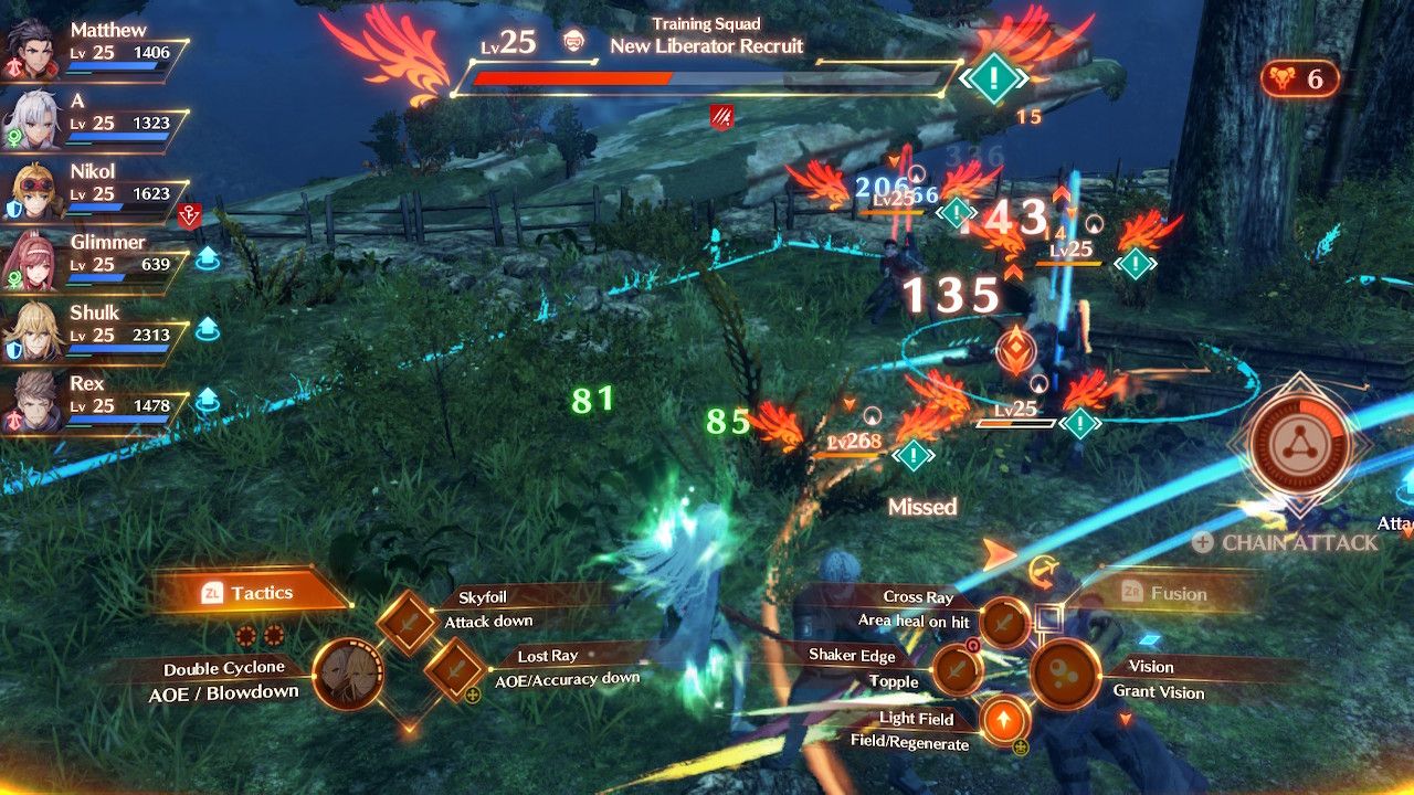 A, Shulk, Glimmer, and Rex fighting against Janus' group in Xenoblade Chronicles 3: Future Redeemed.