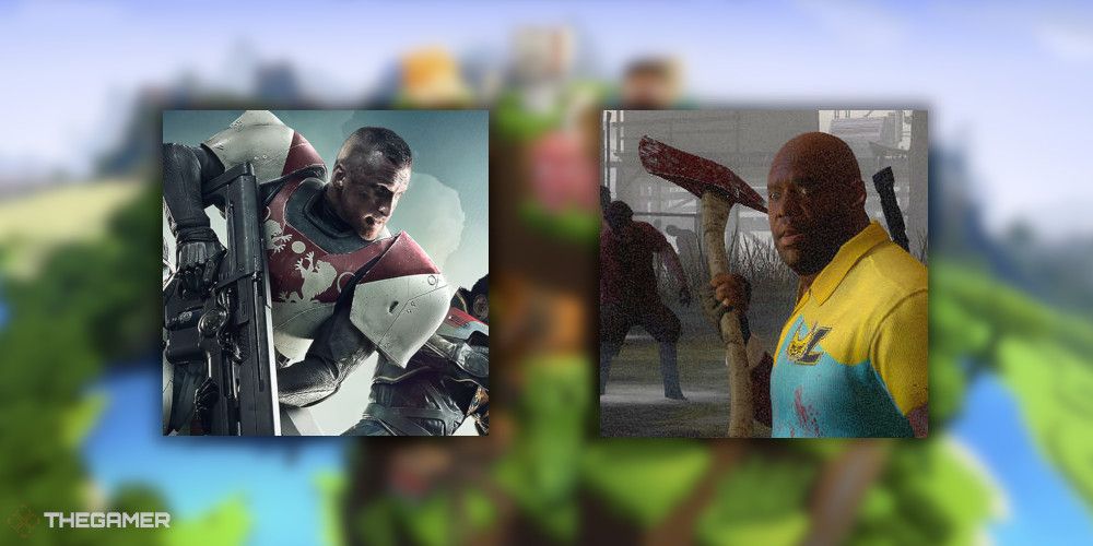 Destiny 2 and Left 4 Dead 2 over Minecraft Promotional Art