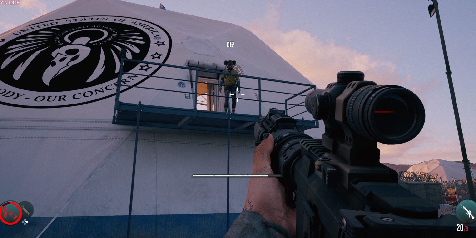Dez Dead Island NPC on a balcony