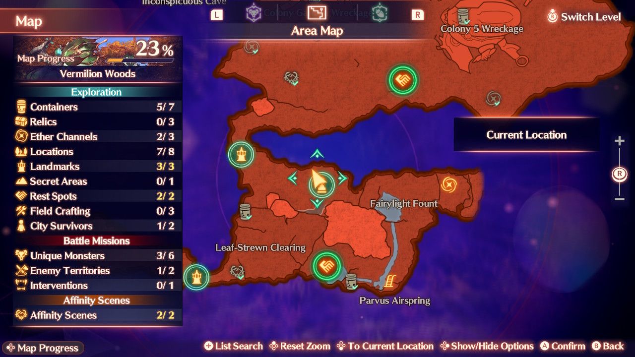 The map location to find an Olkort Ellook in Xenoblade Chronicles 3: Future Redeemed.