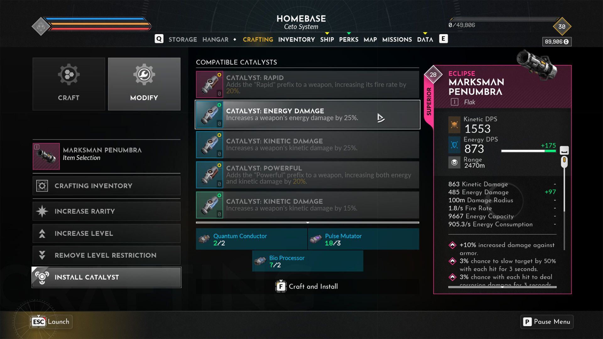 Everspace 2 Crafting Menu