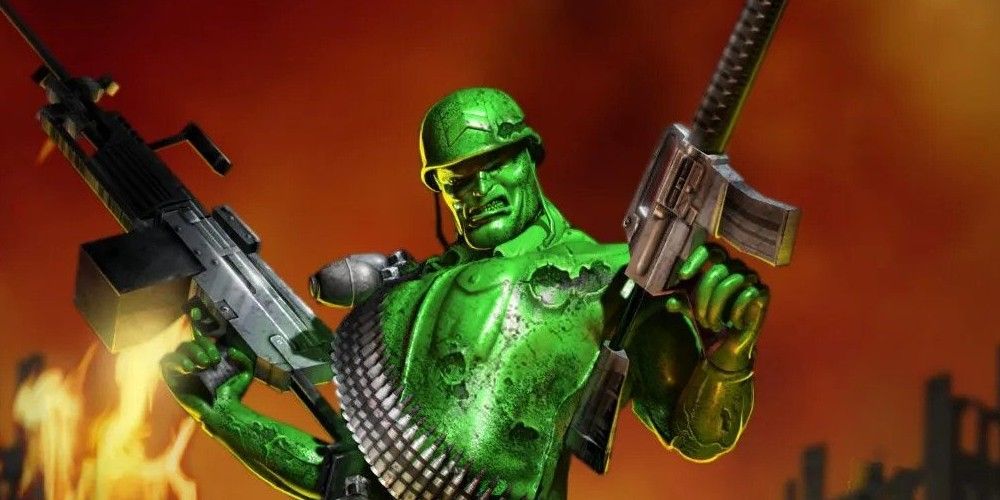 Sarge poses with two guns