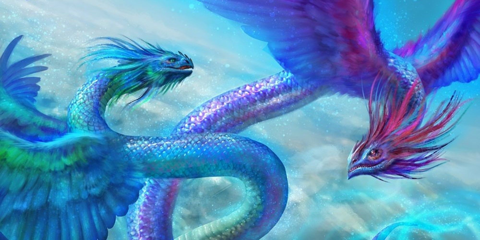MTG Two flying serpents twisting round each other