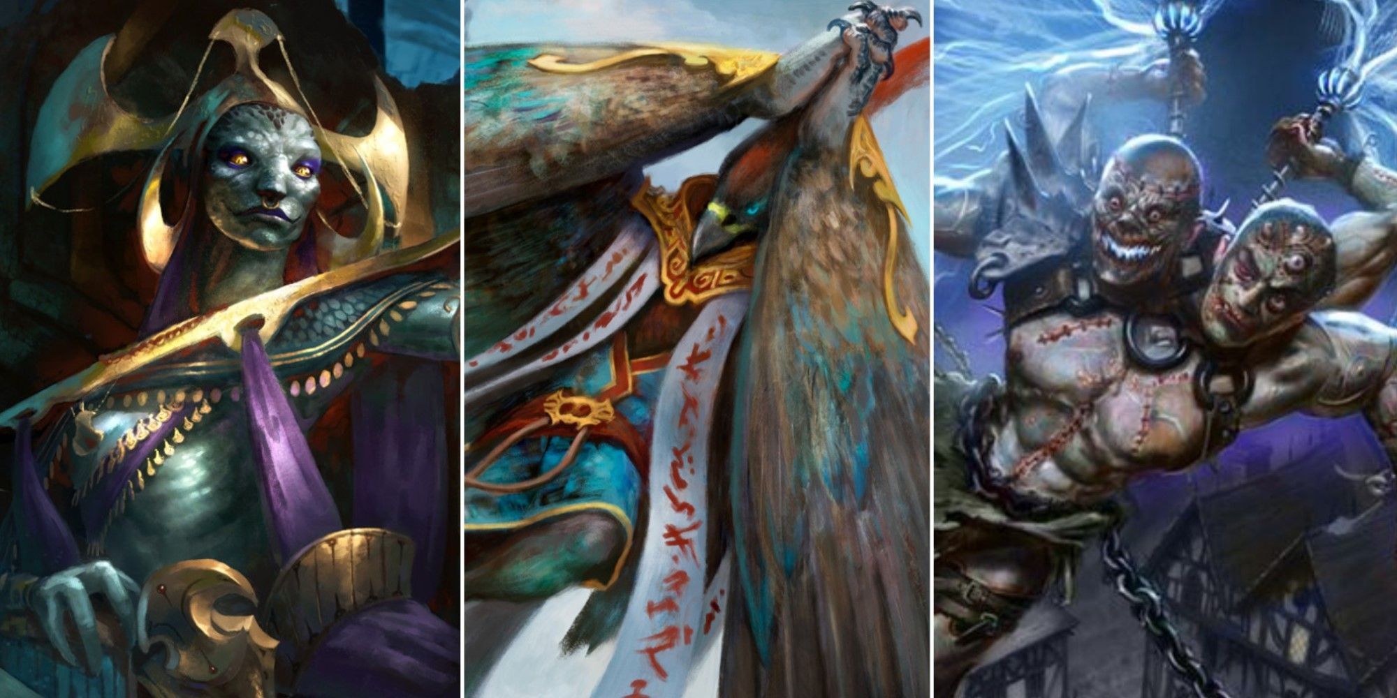Artwork from three different Magic: The Gathering cards