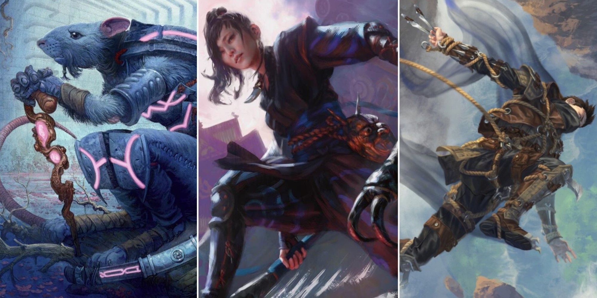 Artwork from three different Magic: The Gathering cards.