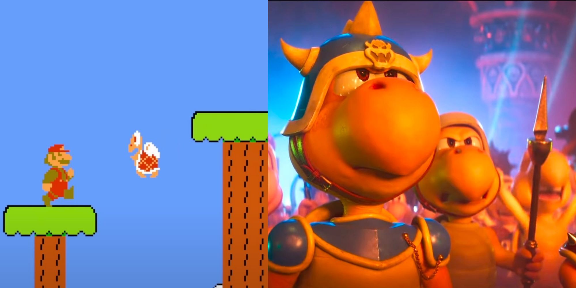 Flying Koopa Troopa from Original Nintendo Game; Koopa Troopas Amassed for War In the Super Mario Bros Film