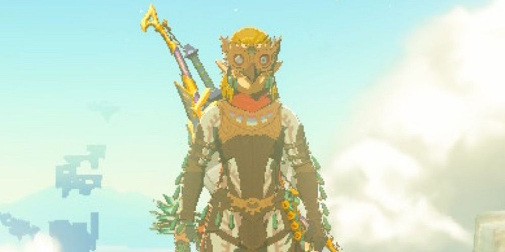 Link in the glide suit in The Legend of Zelda: Tears of the Kingdom the video game