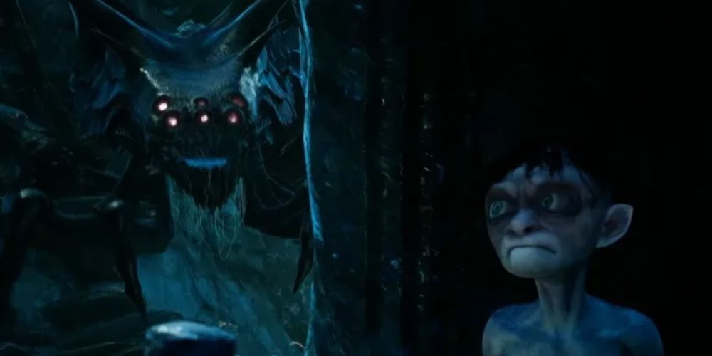 Gollum hiding from Shelob in The Lord of the Rings Gollum