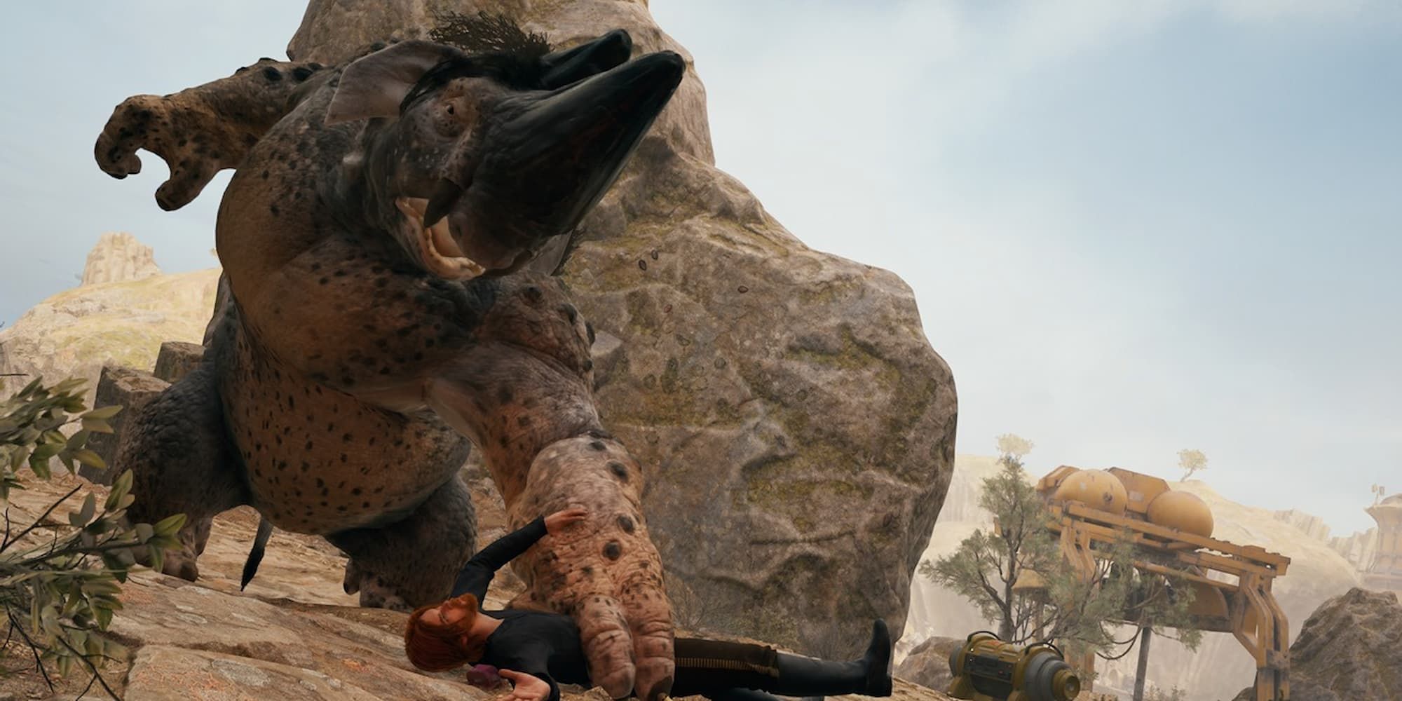 The Gorocco Matriarch slams Cal Kestis into the ground in Star Wars Jedi: Survivor.