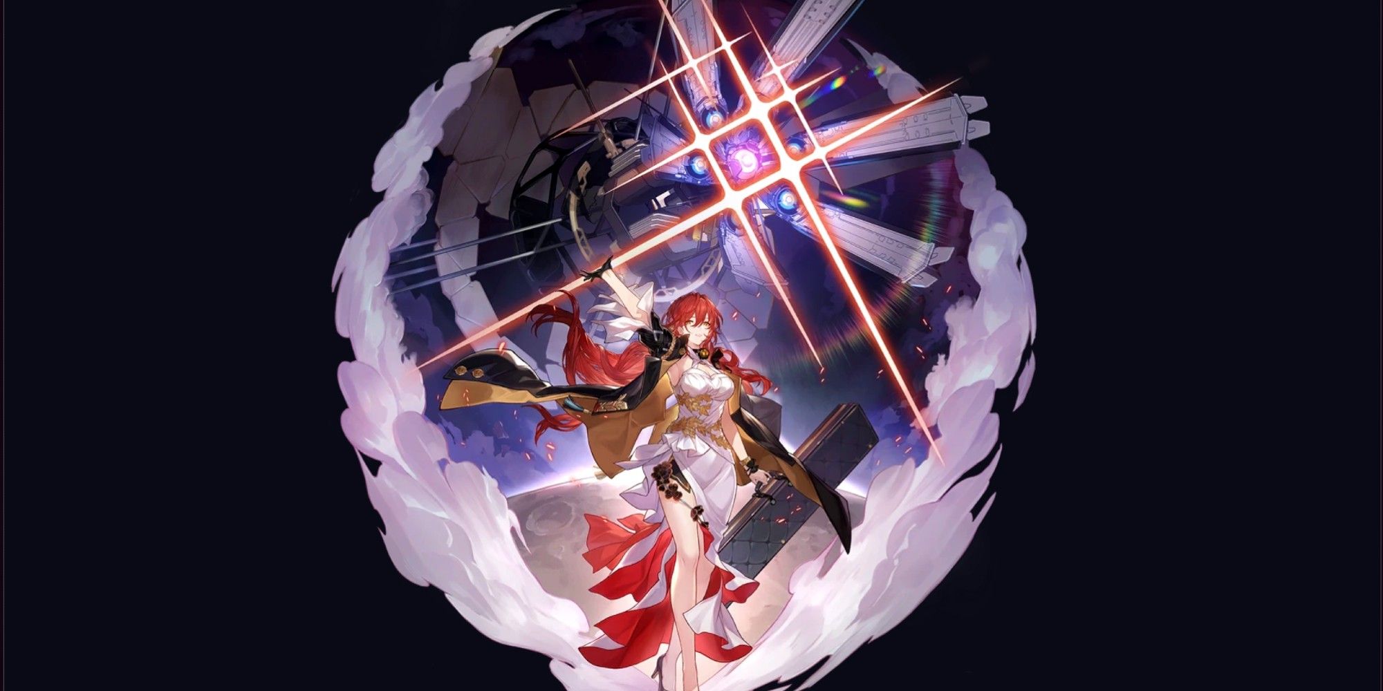 Himeko aims her space laser at the camera with her hand