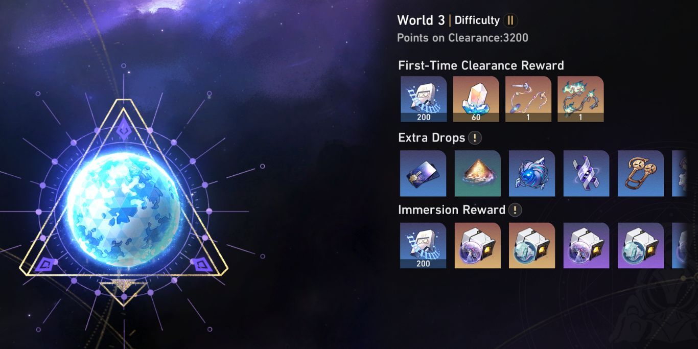 Hokai Star Rail World Three Rewards