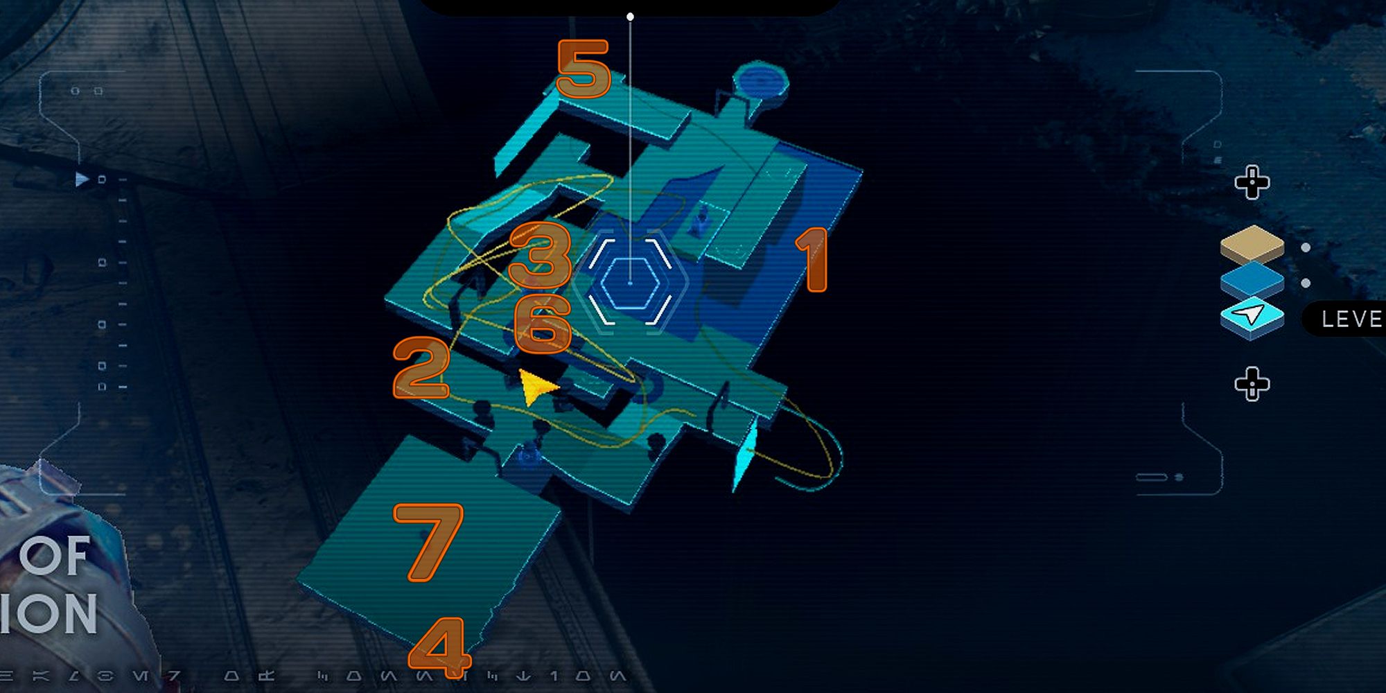 An image of a holographic map detailing every collectible in the Chamber of Connection. 