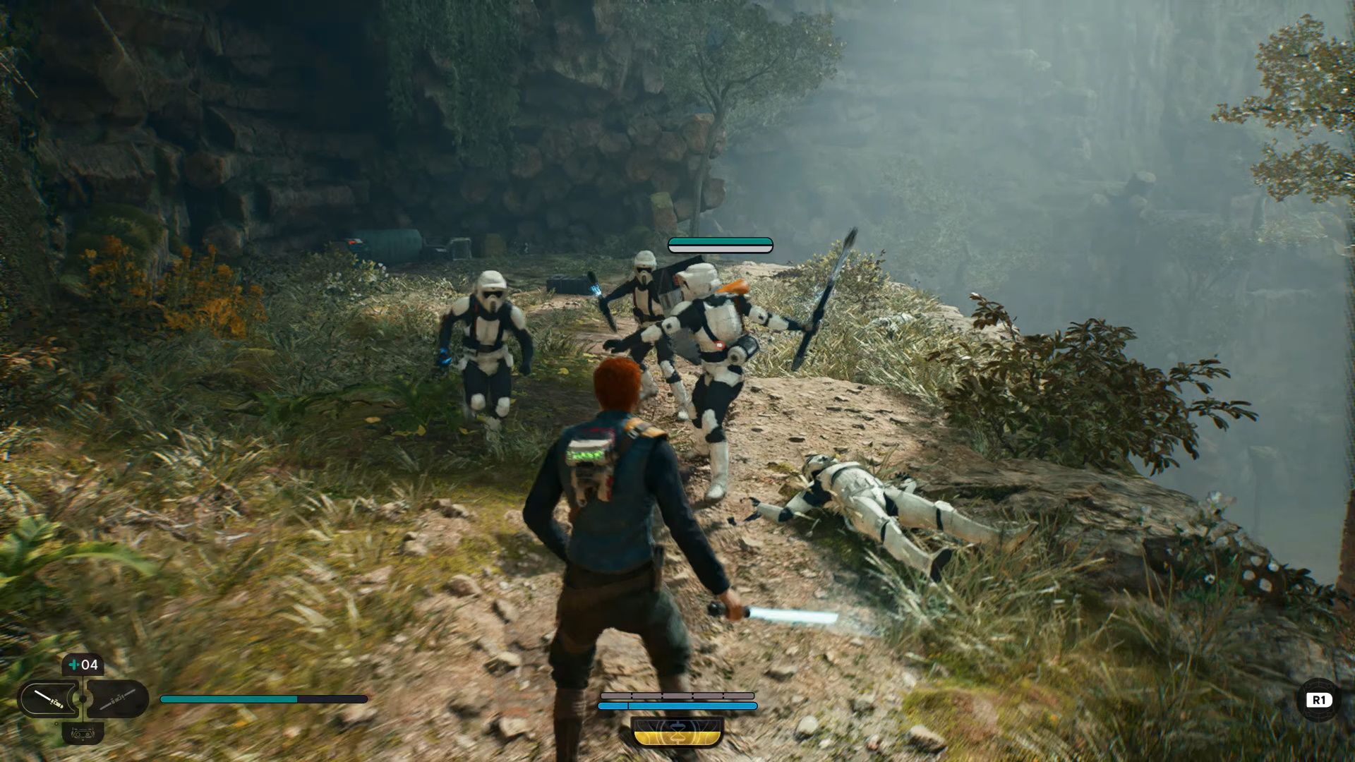 Jedi Survivor, Reach The Forest Array, Cal fighting the Stormtroopers under the Mogu