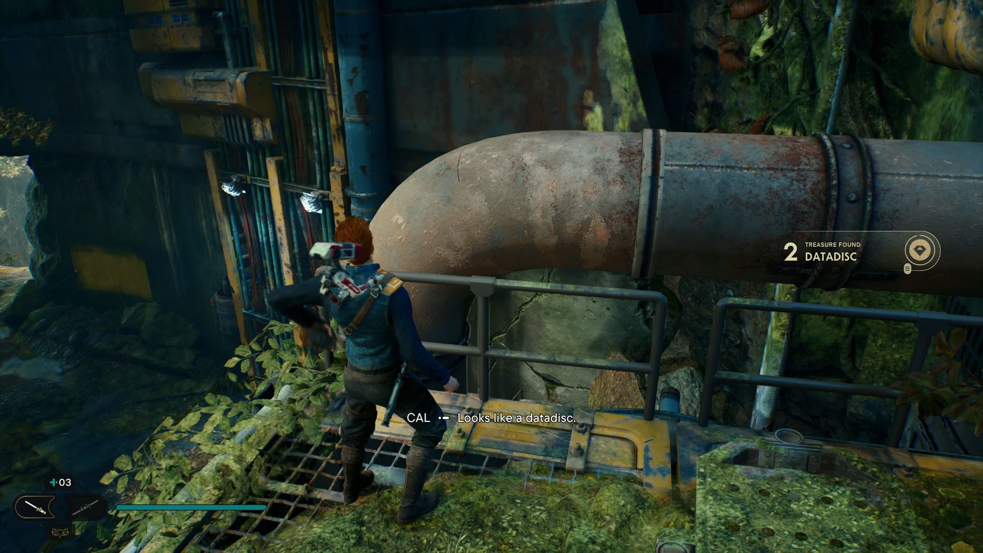 Jedi Survivor, Reach The Forest Array, Cal finding the Datadisc near the Mogu