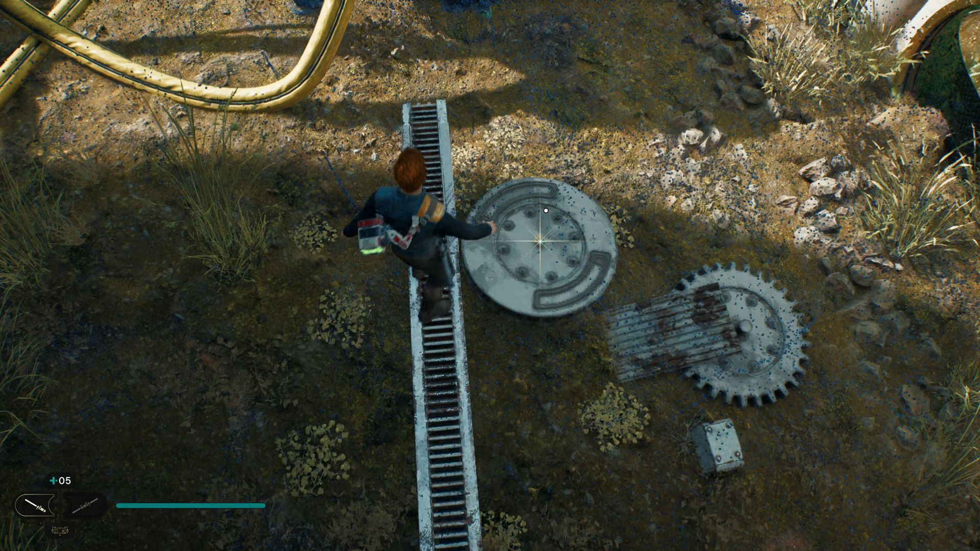 Jedi Survivor, Reach The Forest Array, Cal walking along the metal plank