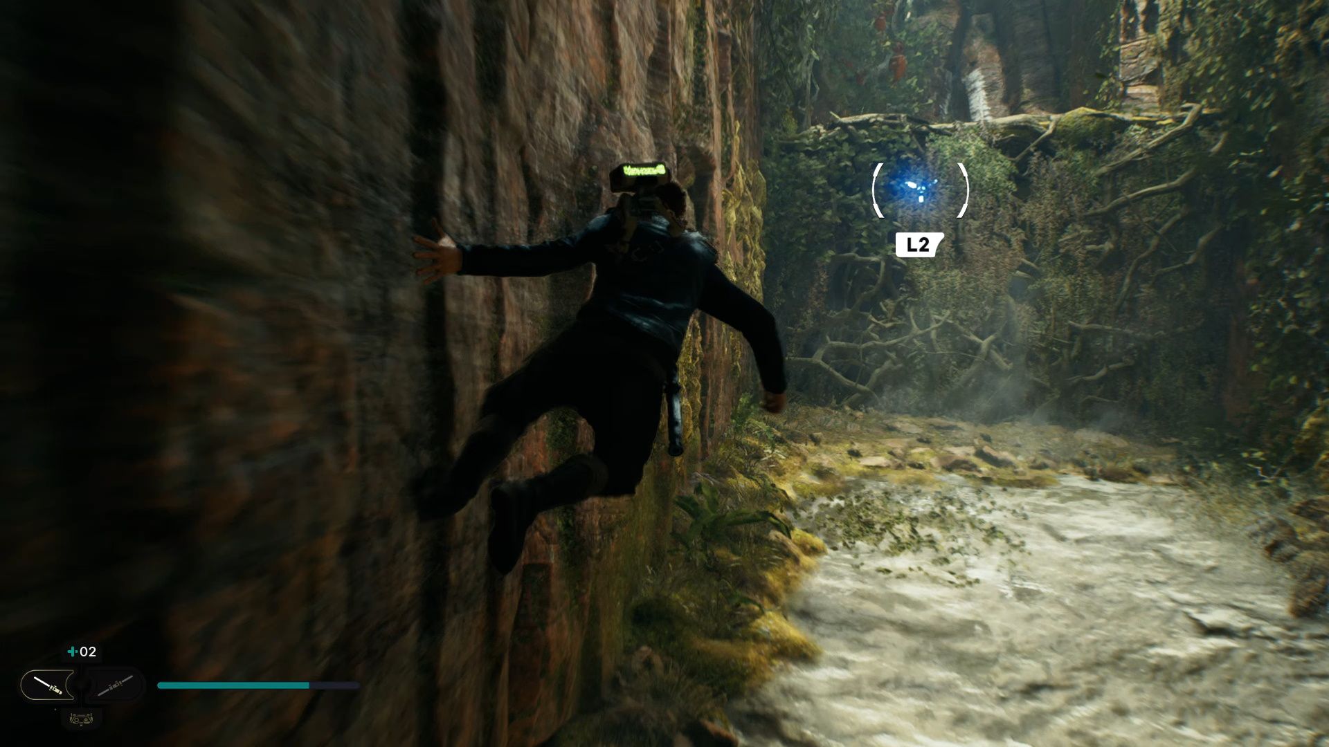 Jedi Survivor, Reach The Forest Array, Cal wall running in the forest