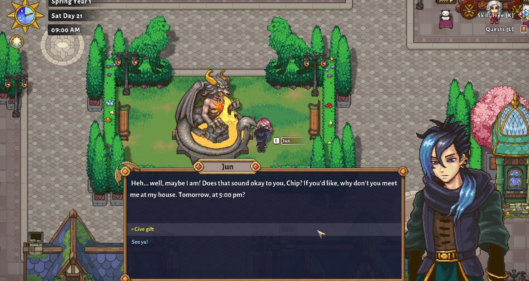 jun setting up a date with the player in sun haven