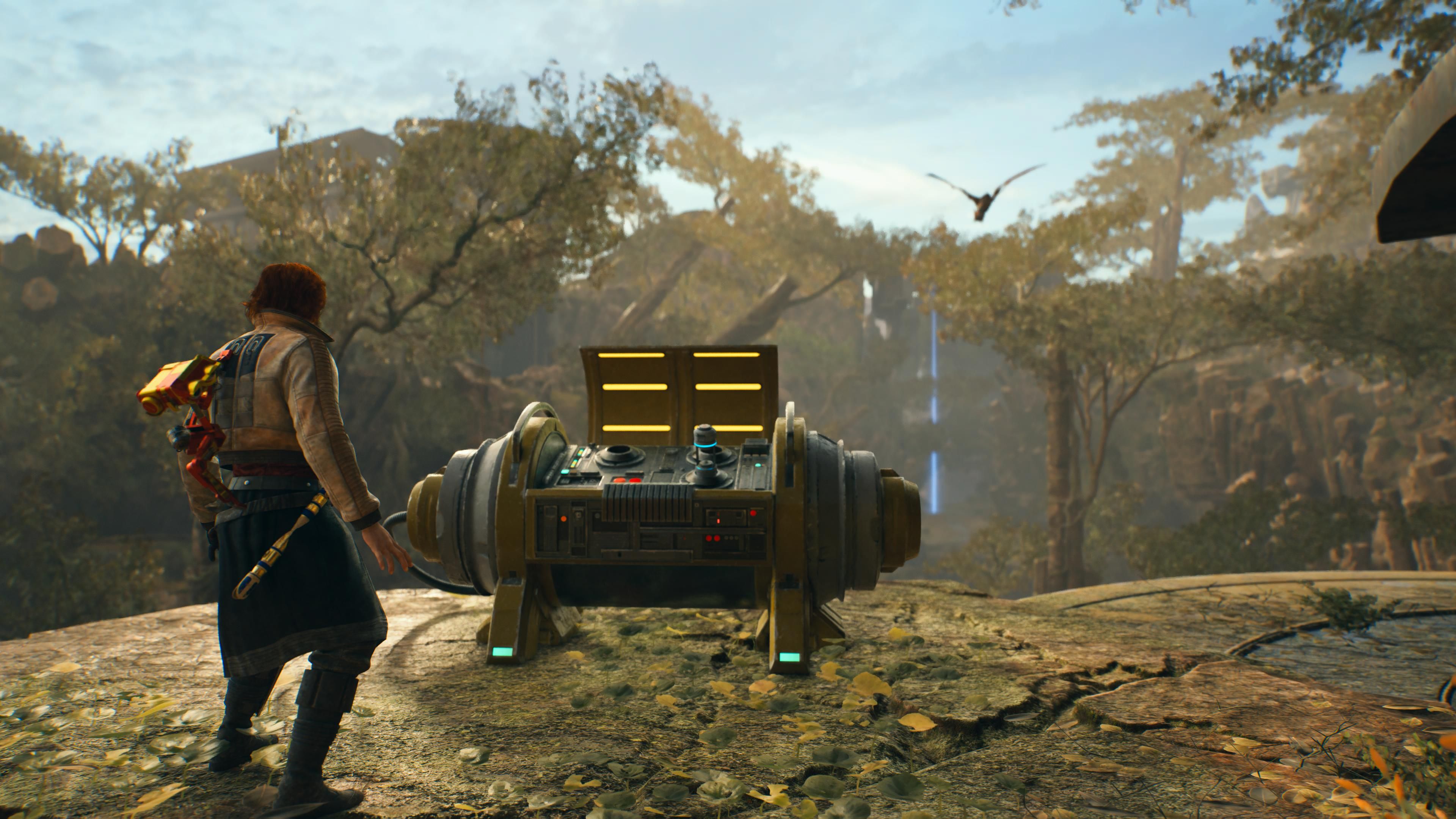 Cal in front of a max stim chest in Jedi Survivor