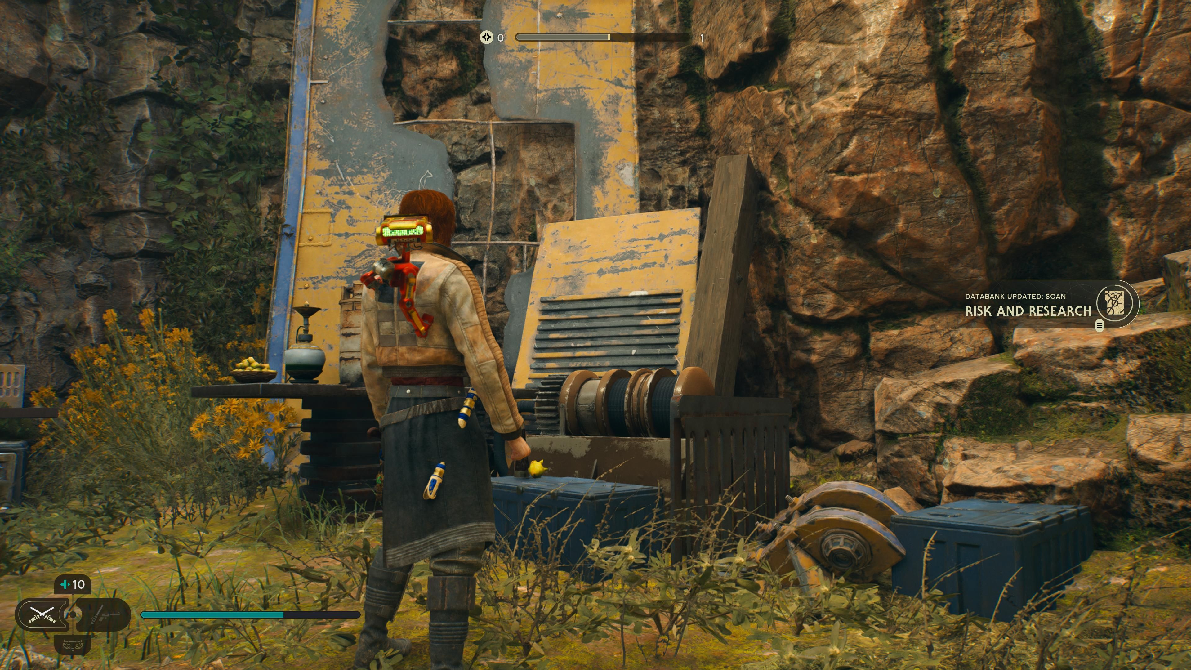 Cal scanning goods near Tao's camp in Jedi Survivor