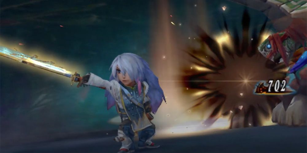 Grey using a katana in Romancing Saga: Minstrel Song