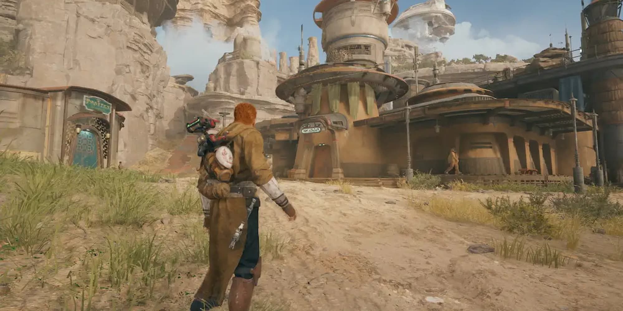 Cal Kestis approaches the saloon on Koboh in Star Wars Jedi: Survivor.