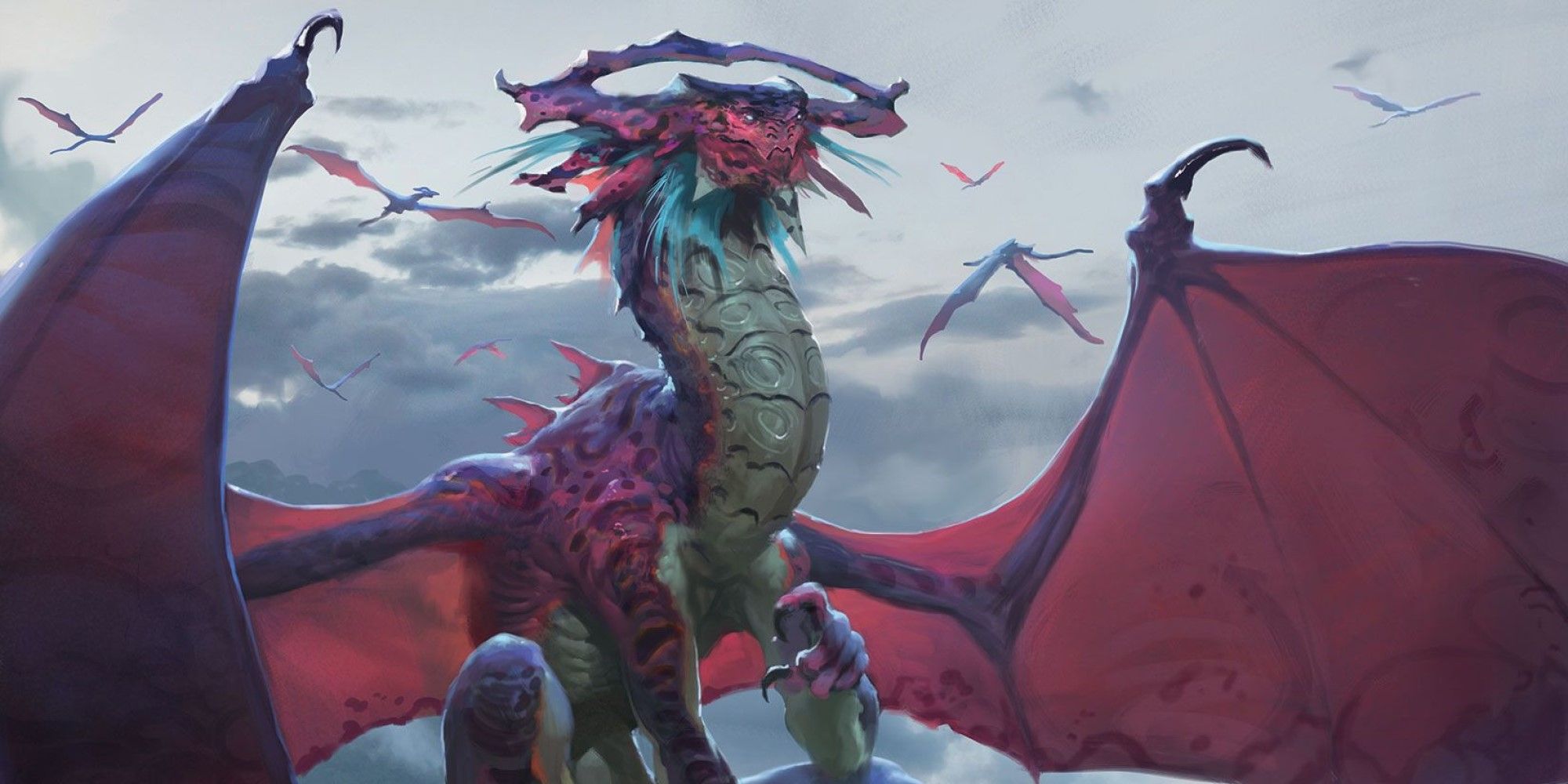 MTG A large red Dragon with smaller Dragons flying around her