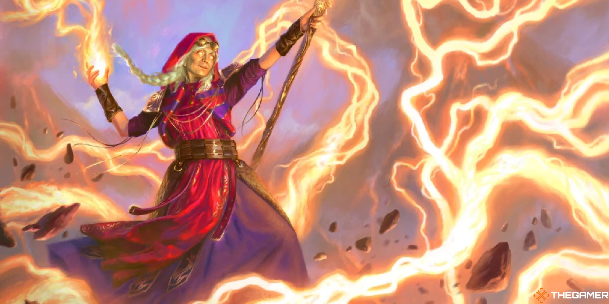 Image of the Lightning Strike card in Magic: The Gathering, with art by Marta Nael