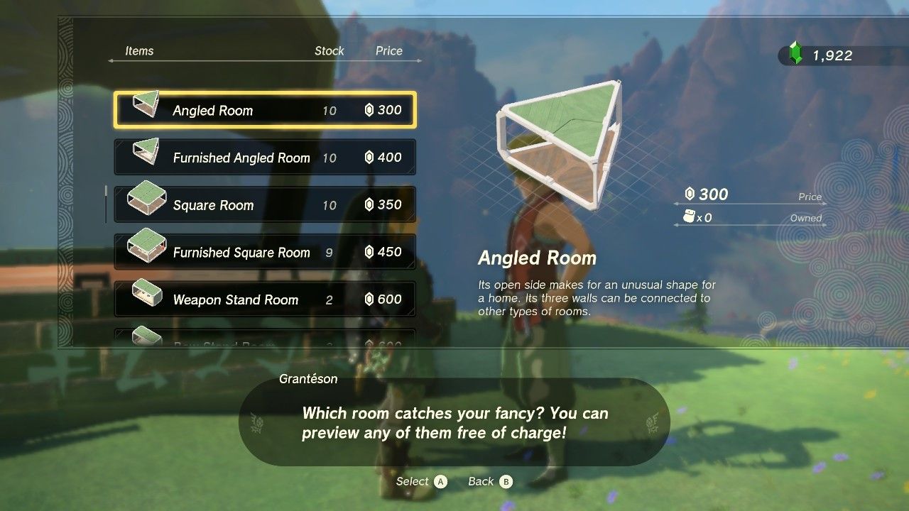 List of rooms to buy in The Legend of Zelda Tears of the Kingdom