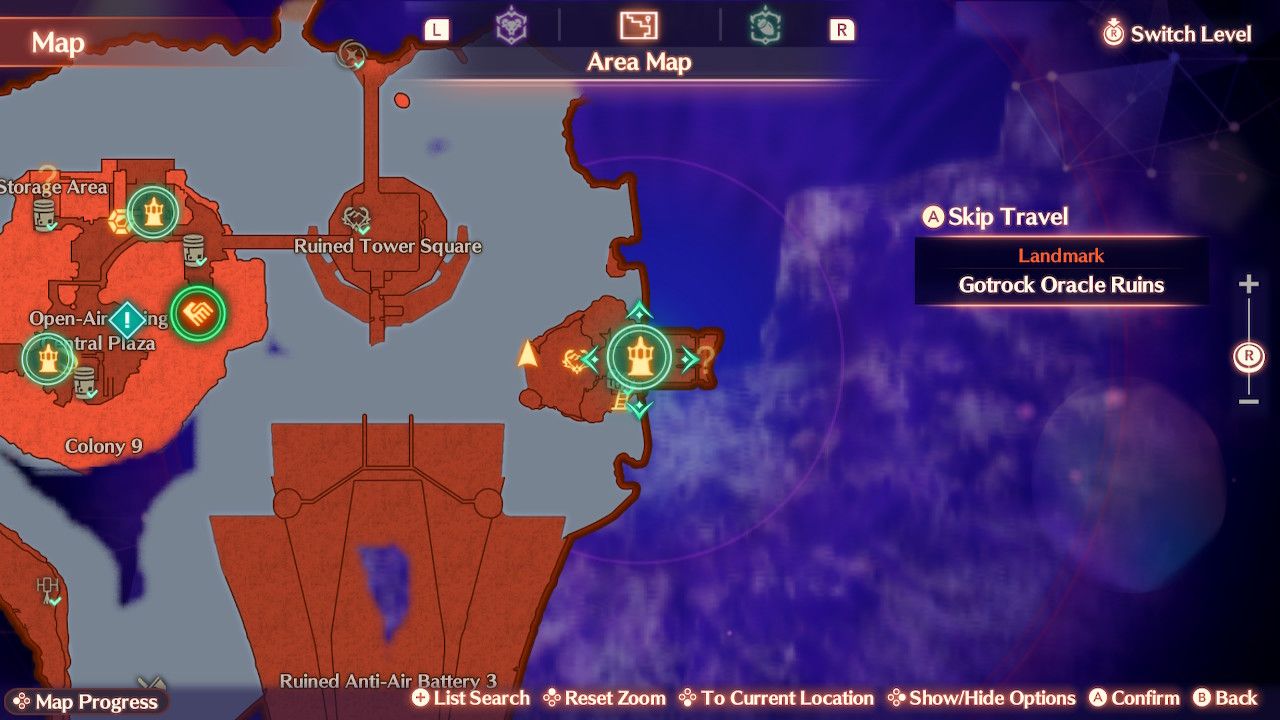 The Gotrock Oracle Ruins Landmark in Yesterdale in Xenoblade Chronicles 3: Future Redeemed.