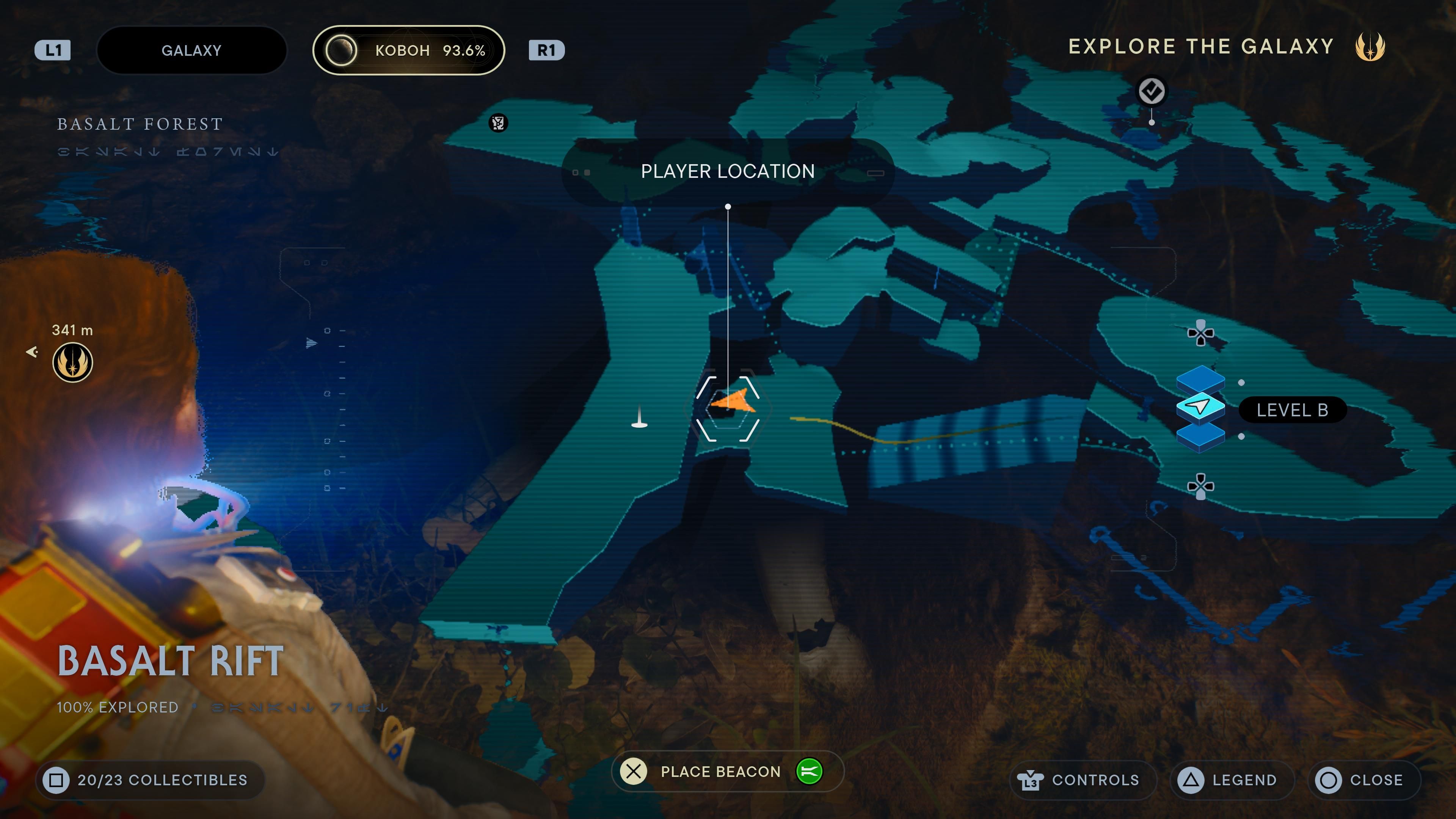 Map location of a BD-1 scan for a Stormtrooper corpse in Jedi Survivor