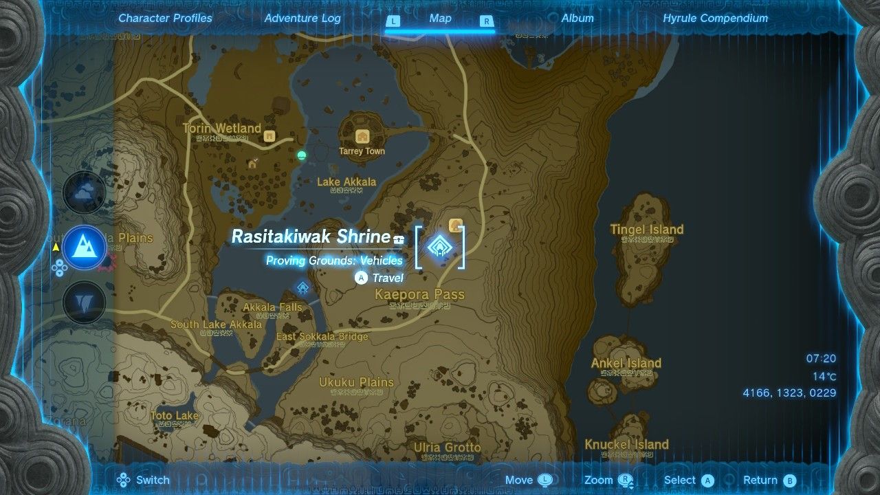 Map showing the shrine next to Link's house in The Legend of Zelda Tears of the Kingdom