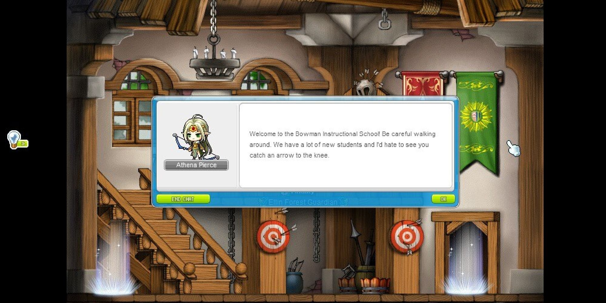 maplestory with bowman talking about taking an arrow to the knee