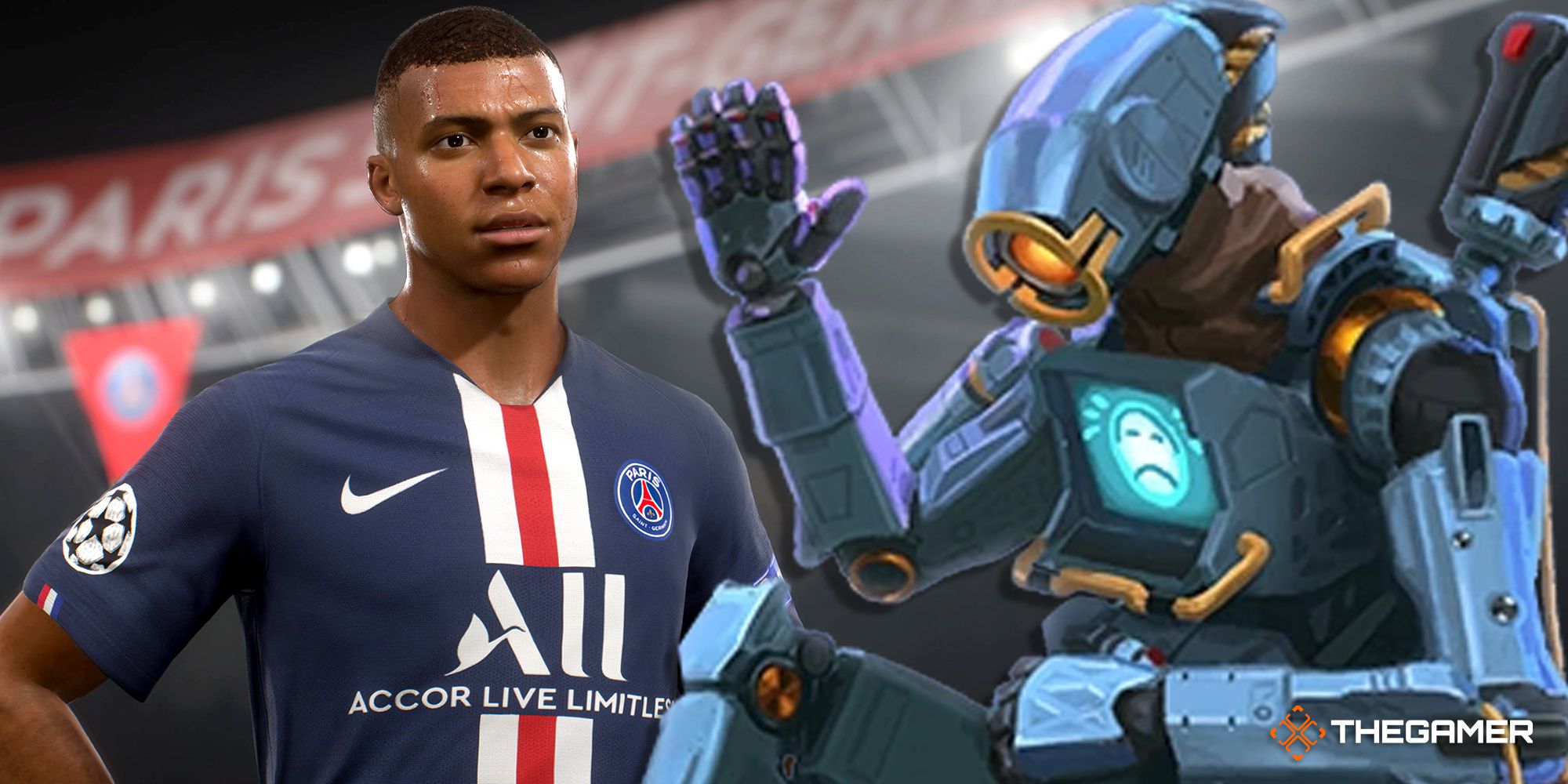 Mbappe and Pathfinder from FIFA 23 and APex Legends
