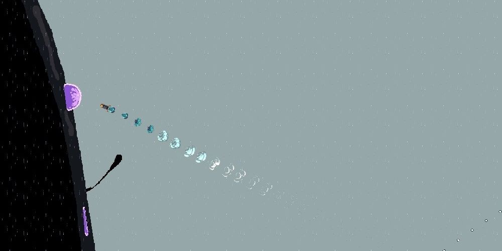 The Rocket flies into the purple pustule that is the boss' weak point