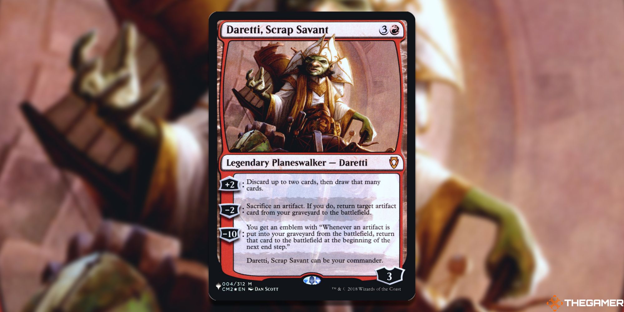 Image of the Daretti, Scrap Savant card in Magic: The Gathering, with art by Dan Scott