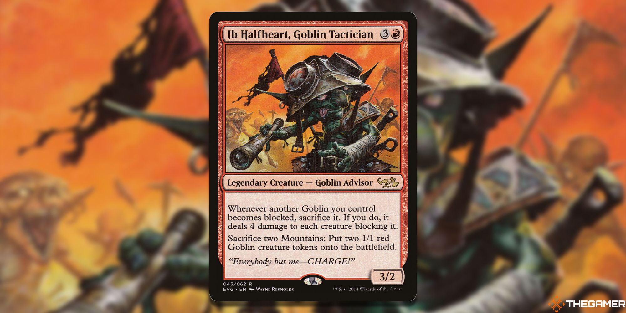 Image of the b Halfheart, Goblin Tactician  card in Magic: The Gathering, with art by Wayne Reynolds