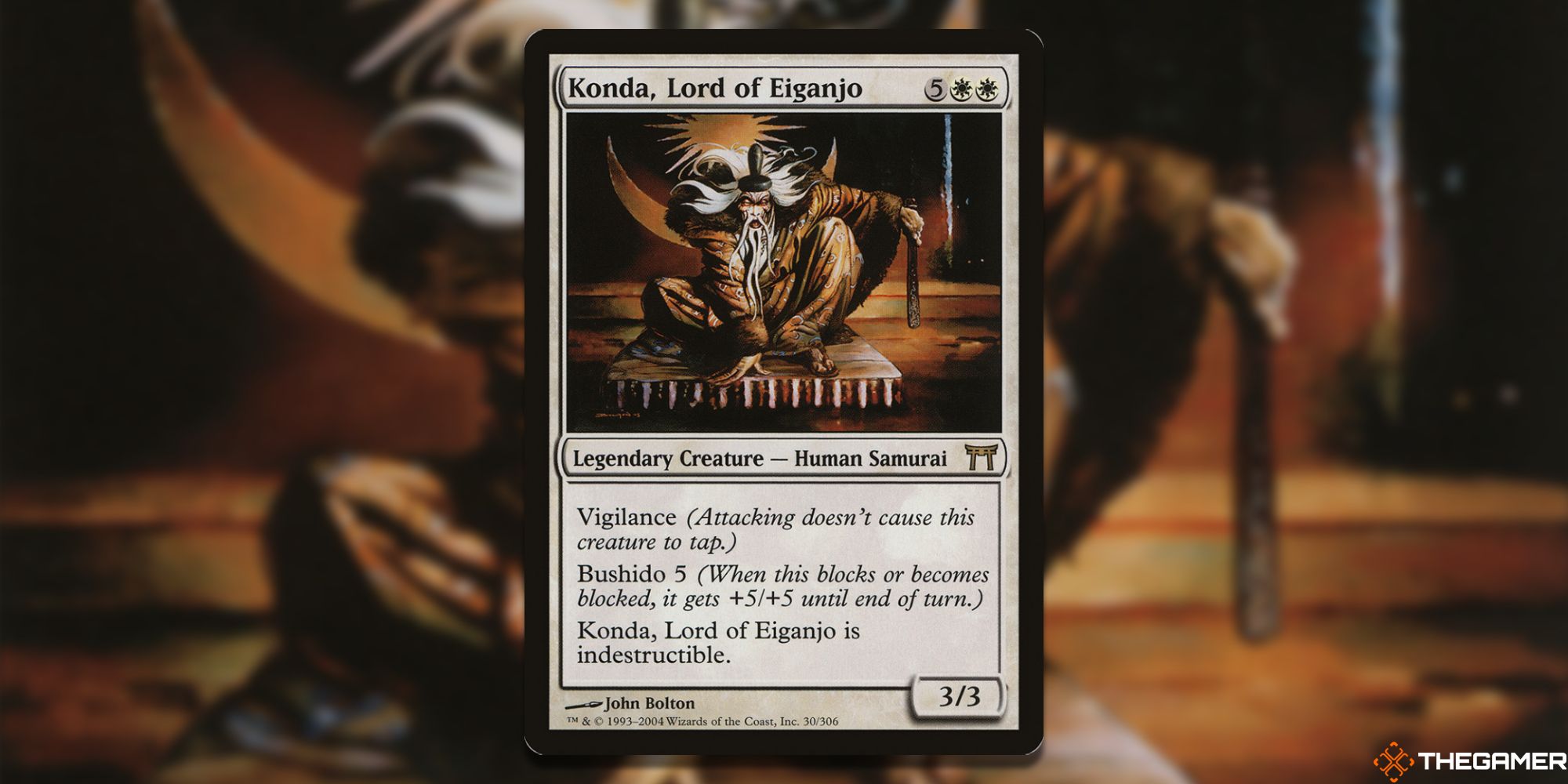 Image of the Konda, Lord of Eiganjo card in Magic: The Gathering, with art by John Bolton