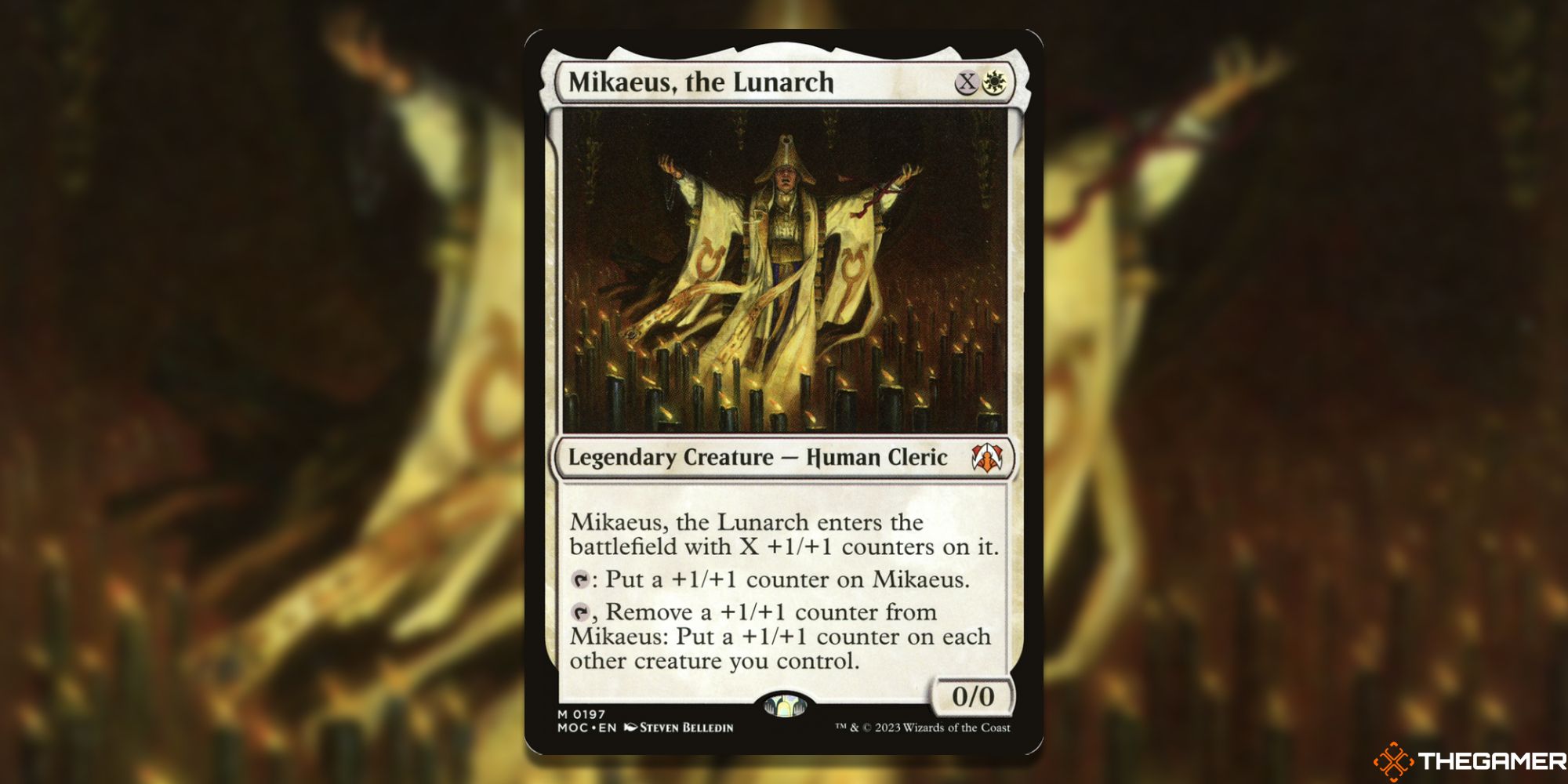 Image of the Mikaeus, the Lunarch card in Magic: The Gathering, with art by Steven Belledin