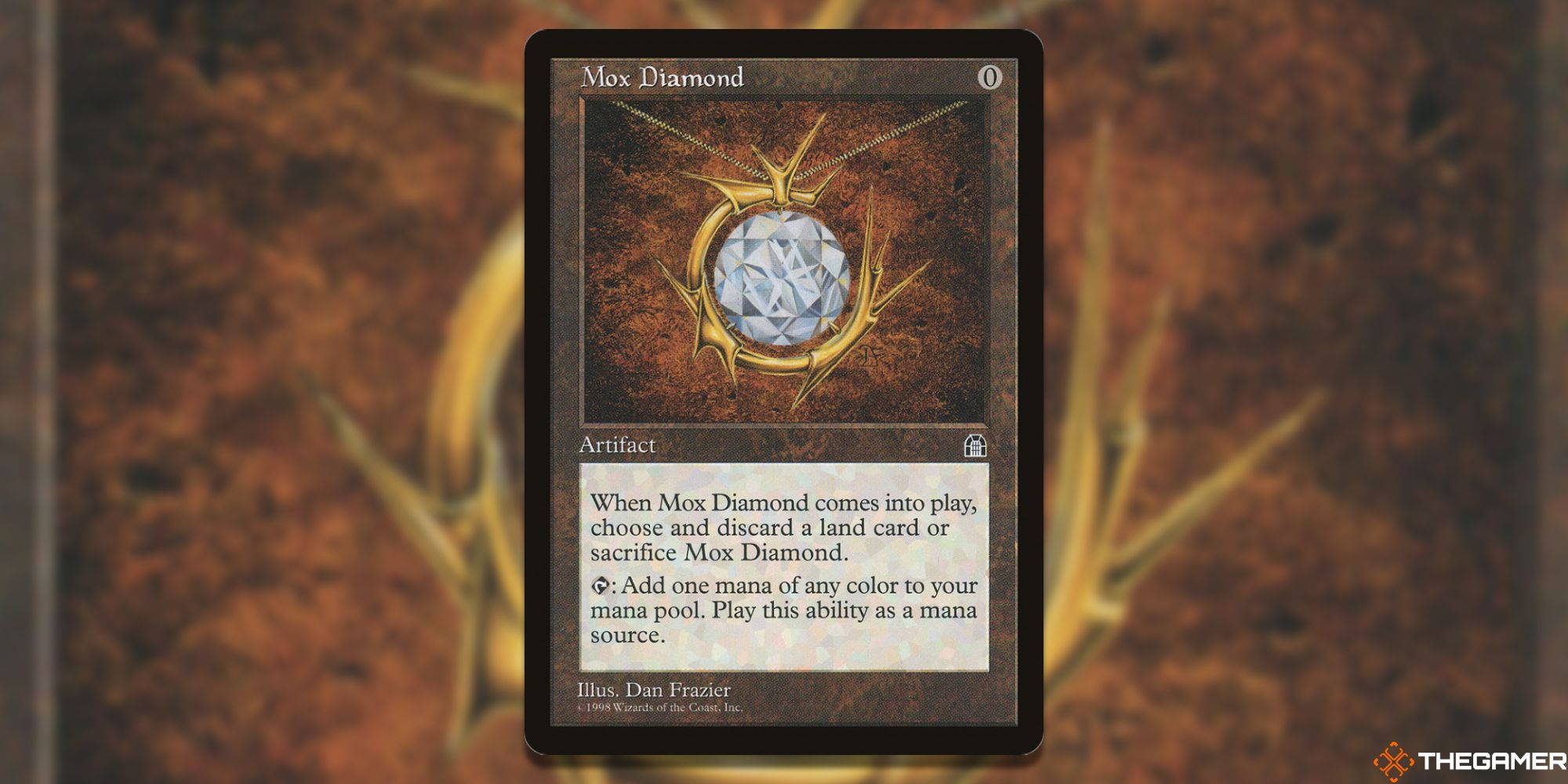 Image of the Mox Diamond card in Magic: The Gathering, with art by Dan Frazier
